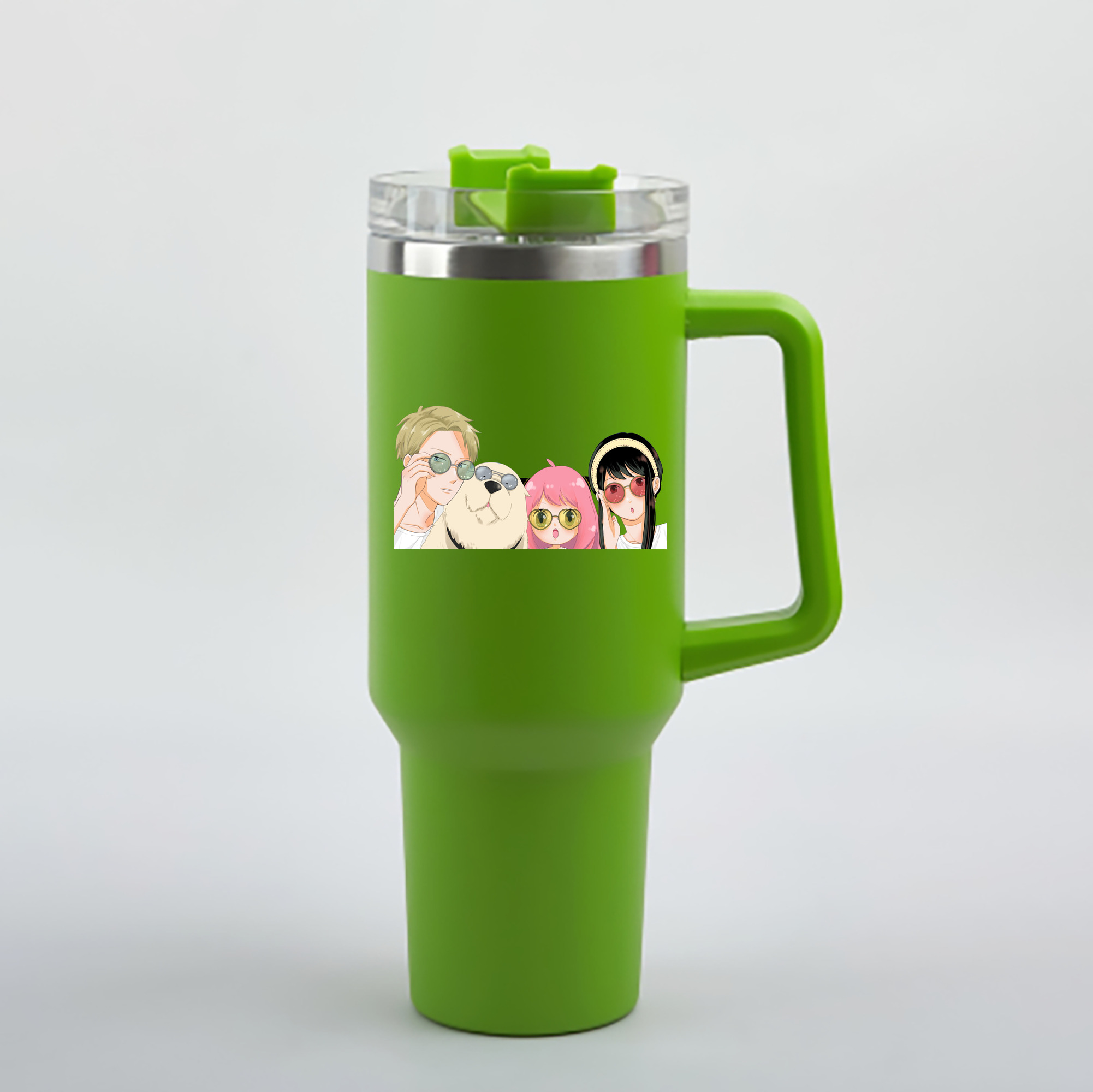 （画像用） SPY×FAMILY间谍家家酒 1200mL車用タンブラー - クリスタルステッカー（プラスチックストロー付き）
